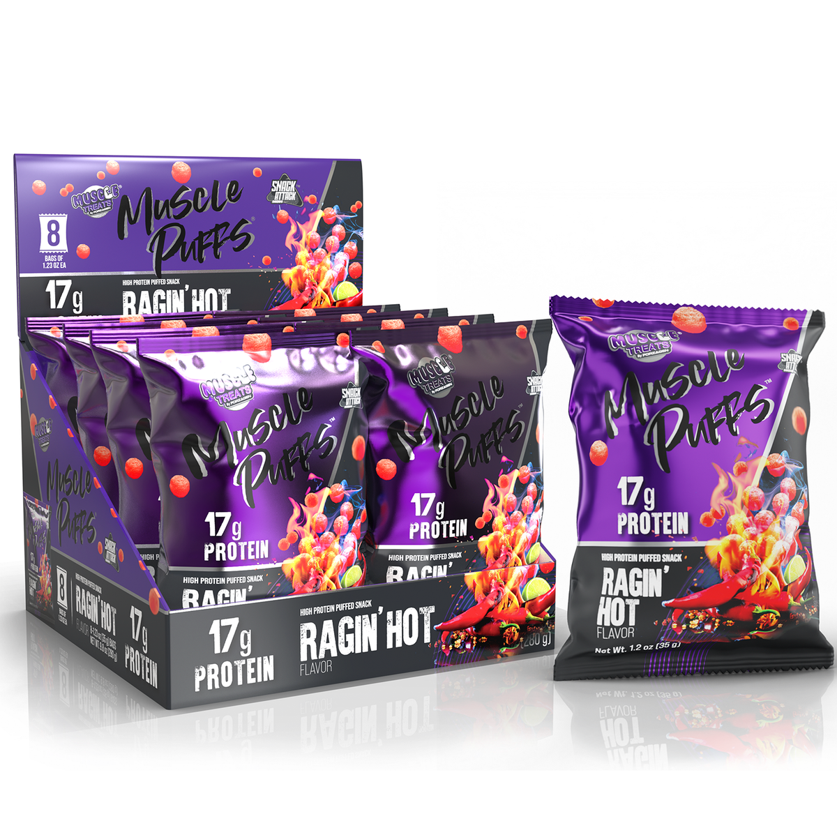 Muscle Powder Puff Muscle Puffs High Protein Puffed Snack - Box of 8 Bags – FORZAGEN