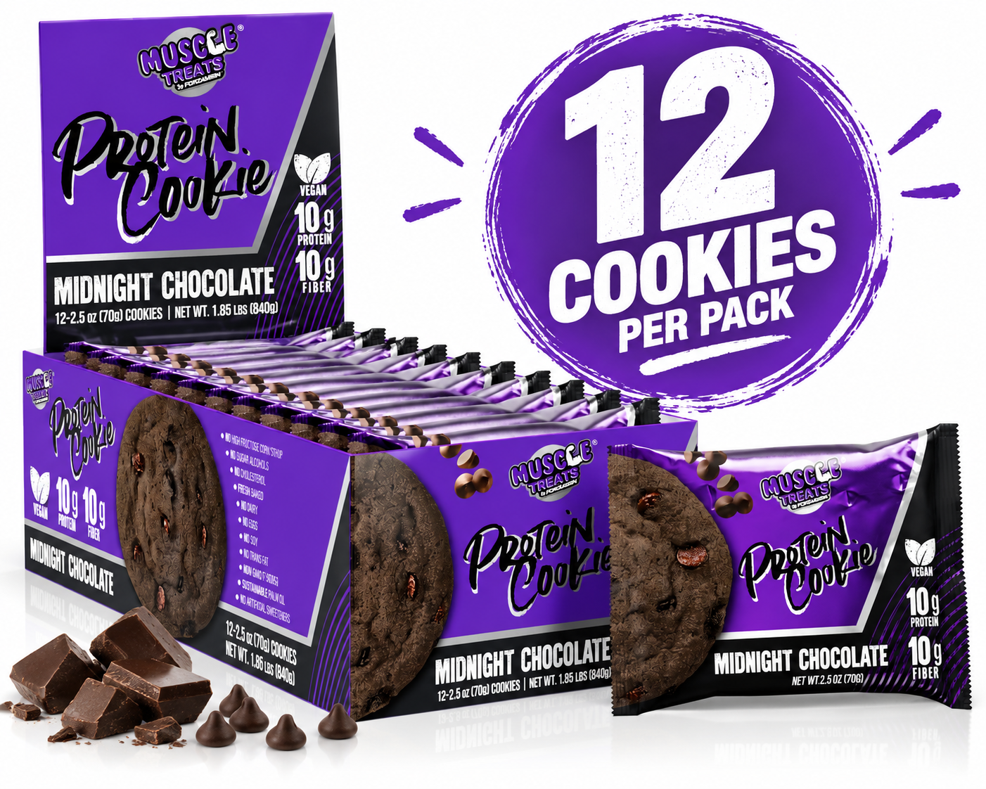 Protein Cookie Midnight Chocolate - 10 G of protein each cookie